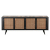 Natural Boat Wood and Rattan TV Dresser with 4 Doors