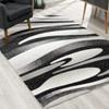 3 x 15 Black and Gray Abstract Marble Runner Rug