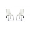 Set of 2 White Faux Leather Metal Dining Chairs