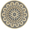 6 Round Gray Floral Bloom Area Rug