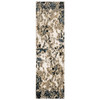 2' x 8' Ivory Navy Abstract Marble Indoor Runner Rug