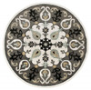 7 Round Gray and White Floral Medallion Area Rug