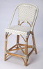 White and Tan Beige Rattan Counter Stool