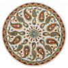 7 Round Orange and White Paisley Area Rug