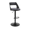 Gray Upholstered Black Base Adjustable Swivel Bar Stool - 476823