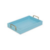 Light Blue Wooden Tray with Gold Handles