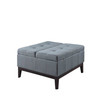 36 Slate Blue and Black Ottoman with Hidden Storage