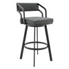 30" Timeless Slate Grey Faux Leather Silver Finish Swivel Counter Stool - 476708