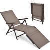 Patio Foldable Chaise Lounge Chair with Backrest and Footrest-Brown