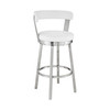 30" Chic White Faux Leather with Stainless Steel Finish Swivel Bar Stool