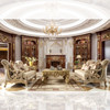 Homey Design Champagne With Rust Highlight 3-Piece Traditional Upholstered Sofa Set