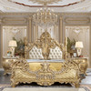 HD-1801 Bright Gold Traditional Eastern King Upholstered Bed