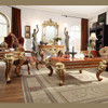 HD-8024 Cedar Red with Gold Highlight 3-Piece Traditional Coffee Table Set