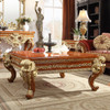 HD-8024 Cedar Red with Gold Highlight 3-Piece Traditional Coffee Table Set