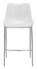 Magnus White & Silver (Set of 2) Stainless Steel and Polyurethane Barstool