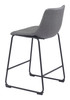 Smart Charcoal (Set of 2) Steel and Polyurethane Counter Stool