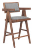 Delhi Gray & Walnut (Set of 2) Rubberwood and Polyester Counter Stool