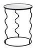 Bastia Black Glass and Steel Round Side Table