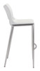 Ace White & Silver (Set of 2) Stainless Steel and Polyurethane Barstool