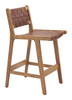 Feder Brown (Set of 2) Leather and Rubberwood Counter Stool