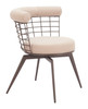 Saku Beige & Brown Steel and Polyester Swivel Dining Chair
