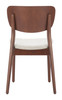 Kellua Beige & Walnut (Set of 2) Rubberwood and Polyester Dining Chair