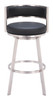 Gimsby Black Stainless Steel and Polyurethane Swivel Barstool