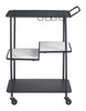 Constanza Black Natural Marble and Tempered Glass Rectangular Bar Cart