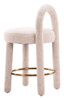 Curco Beige (Set of 2) Eucalyptus Wood and Steel Counter Stool