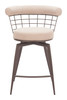 Saku Beige & Brown Steel and Polyester Swivel Counter Stool