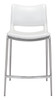Ace White & Silver (Set of 2) Stainless Steel and Polyurethane Counter Stool