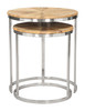 Bari Natural Mango Wood and Iron Round Nesting Table Set