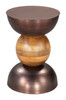 Tripoli Bronze Mango Wood and Iron Round Side Table