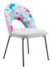 Torrey Multicolor Print & Gray (Set of 2) Steel Dining Chair