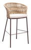 Freycinet Natural (Set of 2) Steel and Polyester Barstool for Outdoor Use