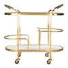 Antalya Multicolor Natural Marble and Mango Wood Oval Bar Cart