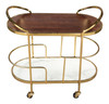 Antalya Multicolor Natural Marble and Mango Wood Oval Bar Cart