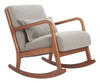 Hady Gray Rubberwood and Polyester Rocking Chair