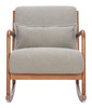 Hady Gray Rubberwood and Polyester Rocking Chair
