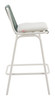 Luft White & Green (Set of 2) Aluminum and Olefin Barstool for Outdoor Use