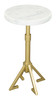 Maurice White & Gold Natural Marble and Iron Round Side Table