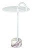 Will White Natural Marble and Iron Round Side Table