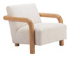 Subliem Cotton White Ash Wood and Polyester Accent Chair