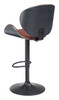 Meyane Brown Steel and Polyurethane Swivel Height-Adjustable Barstool