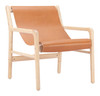 Doek Tan Leather and Rubberwood Accent Chair