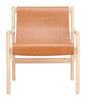 Doek Tan Leather and Rubberwood Accent Chair
