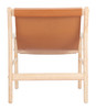 Doek Tan Leather and Rubberwood Accent Chair