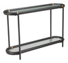 Aneis Black Glass and Fir Wood Oval Console Table