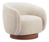 Vinta Beige Elm Wood and Polyester Swivel Chair