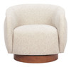 Vinta Beige Elm Wood and Polyester Swivel Chair